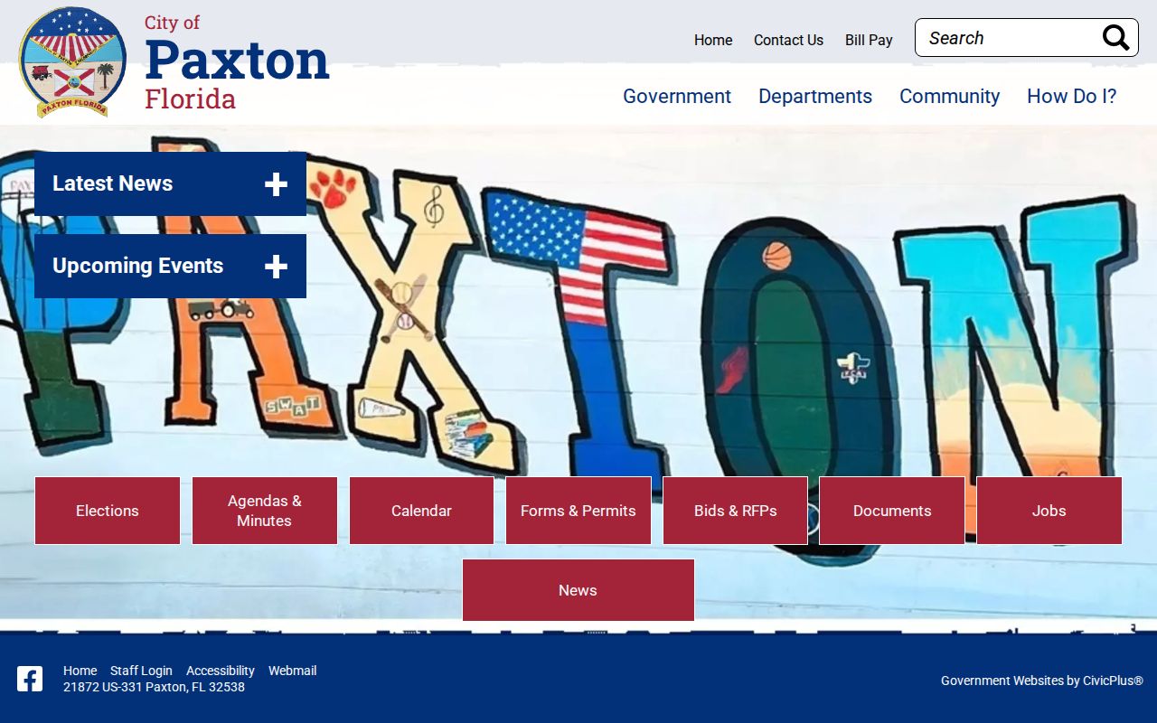 Paxton criminal history routing from the town homepage