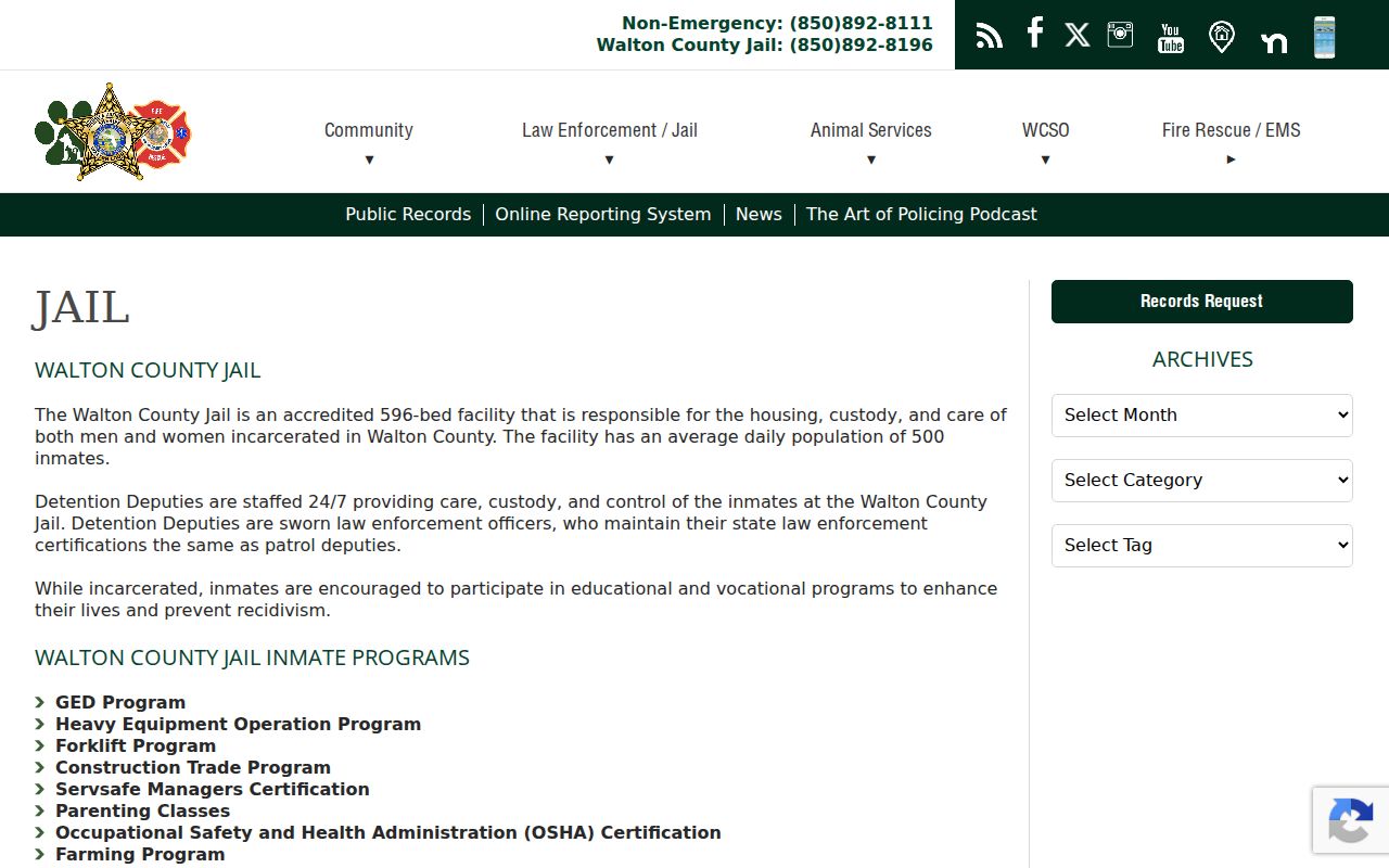 Walton County arrest history jail information