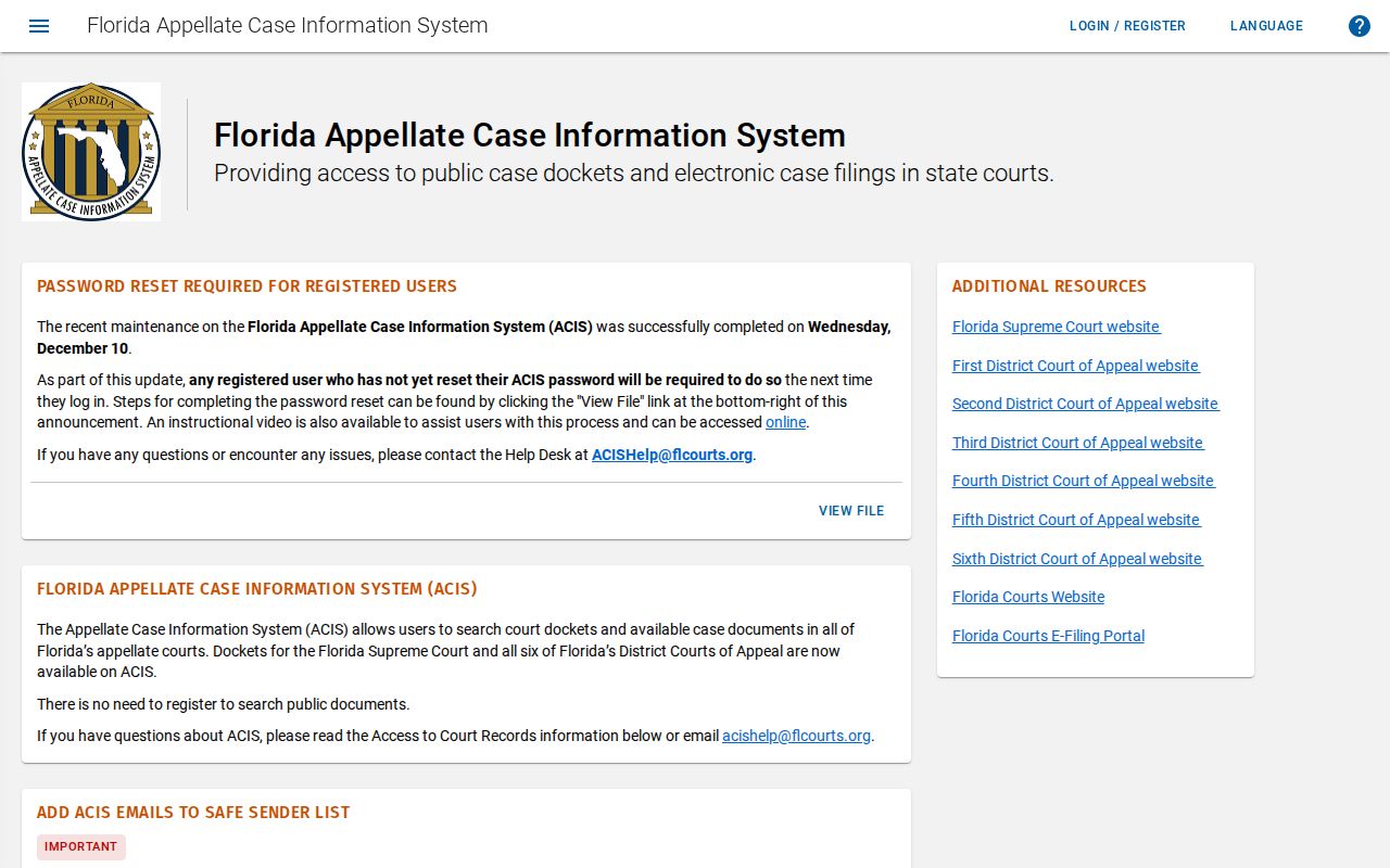 Florida Appellate Case Information System search for Walton County appeals