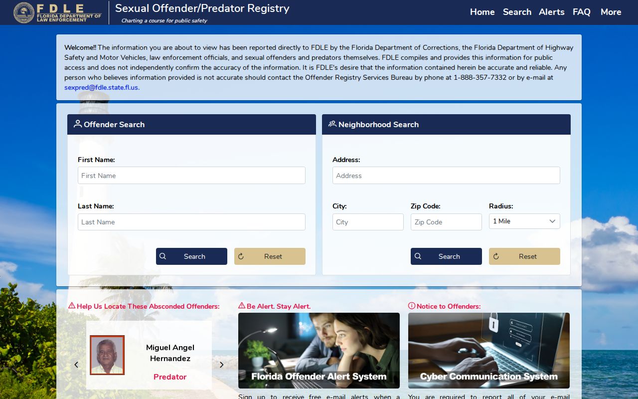 Walton County sex offender check on FDLE